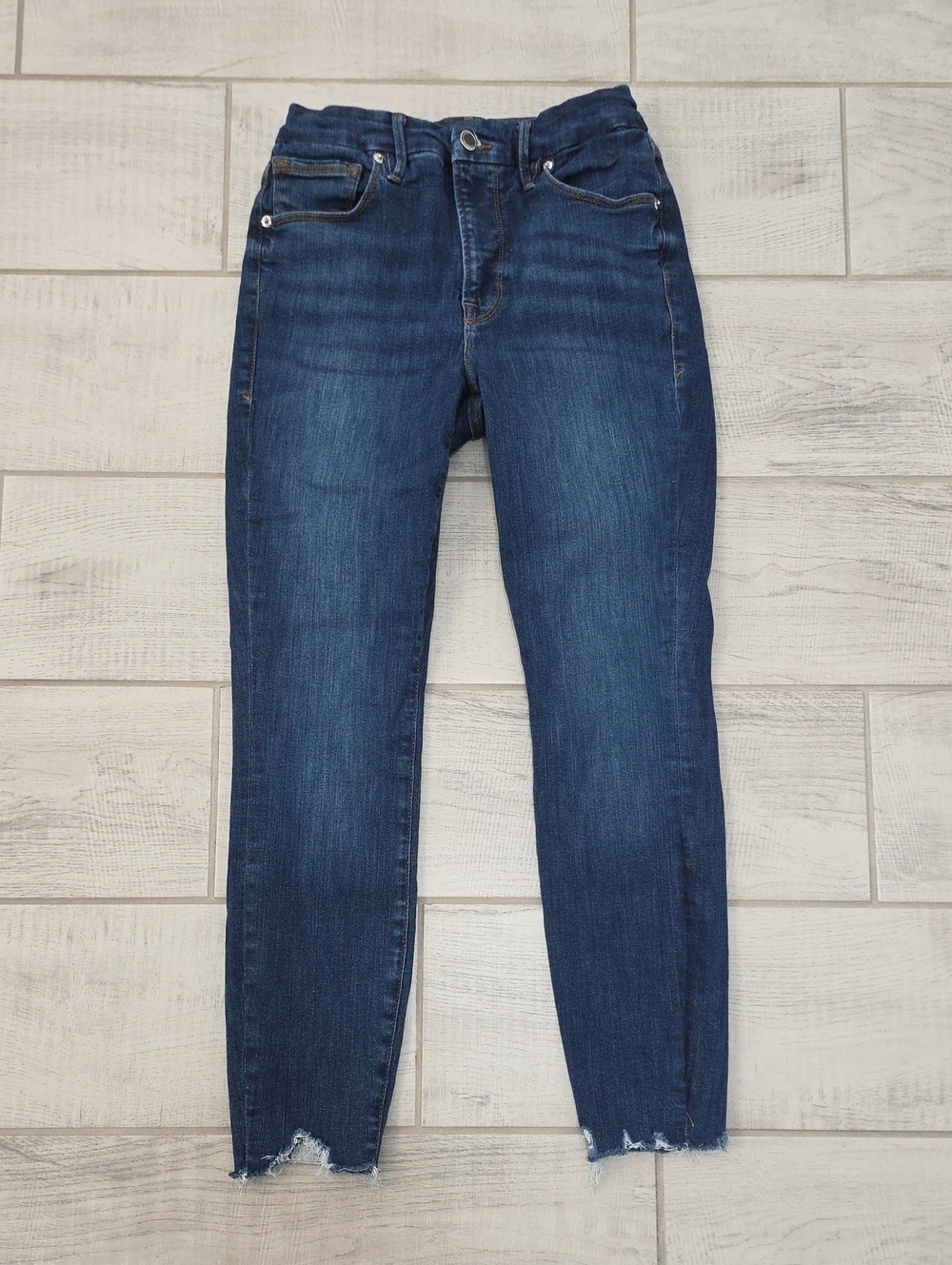 Good American Good Legs High Rise Skinny Women's Size 6 Chewed Hem